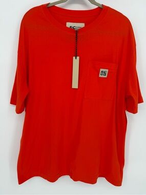 Reese Cooper Vibrant Orange Short Sleeve Pocket Tee